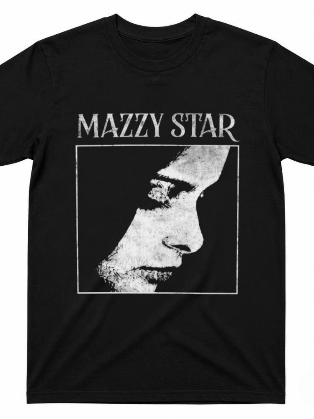 Gildan Black Mazzy Star Graphic Tee with White Print